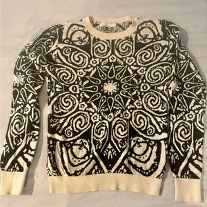 Pretty black and cream printed sweater. Size small